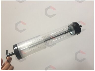 Švirkštas skystam tepalui skaidrus sugraduotas | lanksti žarnelė | 500 ml (S144C)
