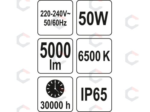 Šviesos diodų lempa / prožektorius | SMD LED 50W 5000LM (YT-81825) 5
