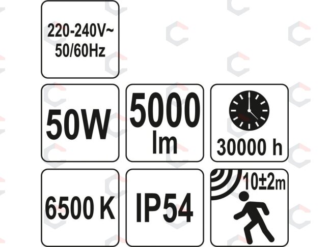 Šviesos diodų lempa / prožektorius | su judesio davikliu | SMD LED 50W 5000LM (YT-81829) 7 Šviesos diodų lempa / prožektorius | su judesio davikliu | SMD LED 50W 5000LM (YT-81829) 7