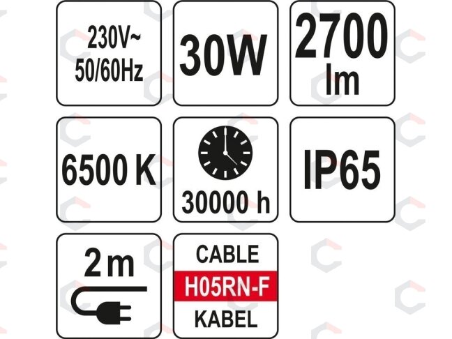 Šviesos diodų lempa / prožektorius | su stovu | SMD LED 30W 2700 LM (YT-81816) 6 Šviesos diodų lempa / prožektorius | su stovu | SMD LED 30W 2700 LM (YT-81816) 6