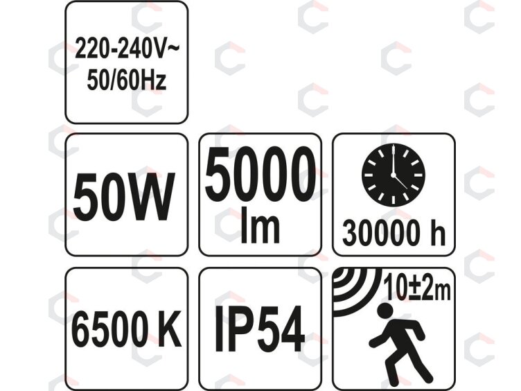 Šviesos diodų lempa / prožektorius | su judesio davikliu | SMD LED 50W 5000LM (YT-81829) 7 Šviesos diodų lempa / prožektorius | su judesio davikliu | SMD LED 50W 5000LM (YT-81829) 7
