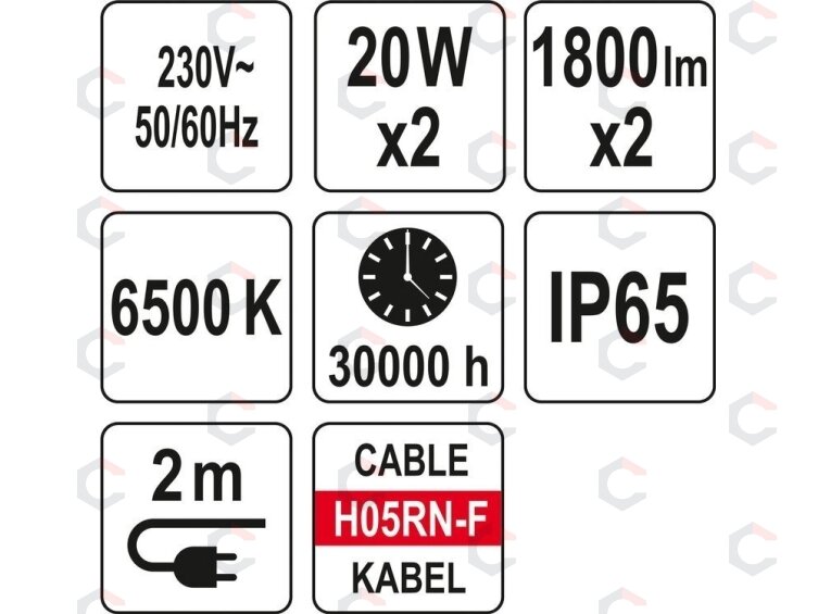 Šviesos diodų lempa / prožektorius | su stovu | SMD LED 2 x 20W 3600 LM (YT-81815) 6 Šviesos diodų lempa / prožektorius | su stovu | SMD LED 2 x 20W 3600 LM (YT-81815) 6