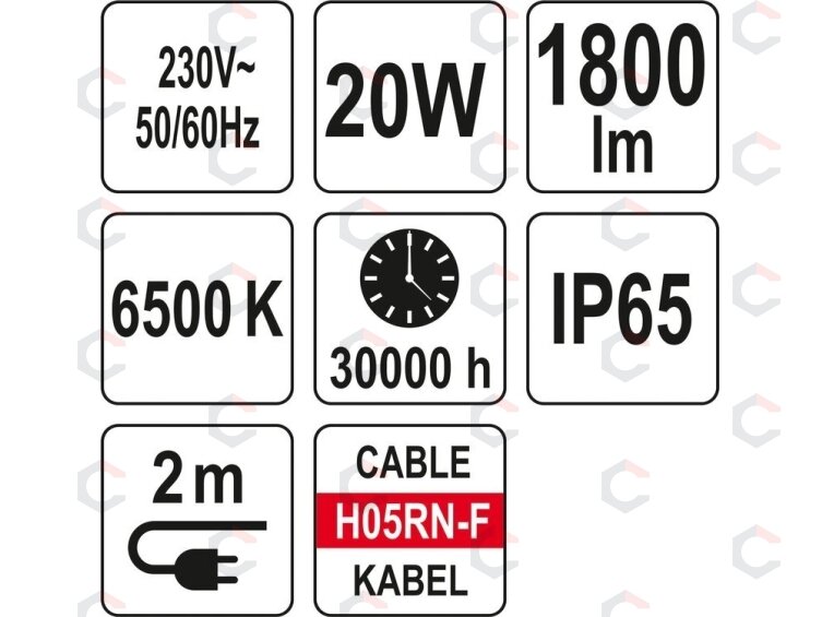 Šviesos diodų lempa / prožektorius | su stovu | SMD LED 20W 1800 LM (YT-81814) 6 Šviesos diodų lempa / prožektorius | su stovu | SMD LED 20W 1800 LM (YT-81814) 6