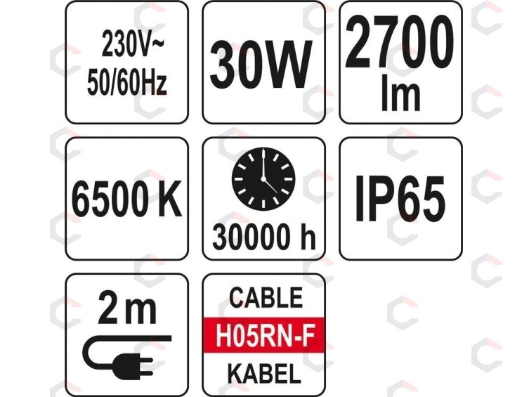 Šviesos diodų lempa / prožektorius | su stovu | SMD LED 30W 2700 LM (YT-81816) 6 Šviesos diodų lempa / prožektorius | su stovu | SMD LED 30W 2700 LM (YT-81816) 6