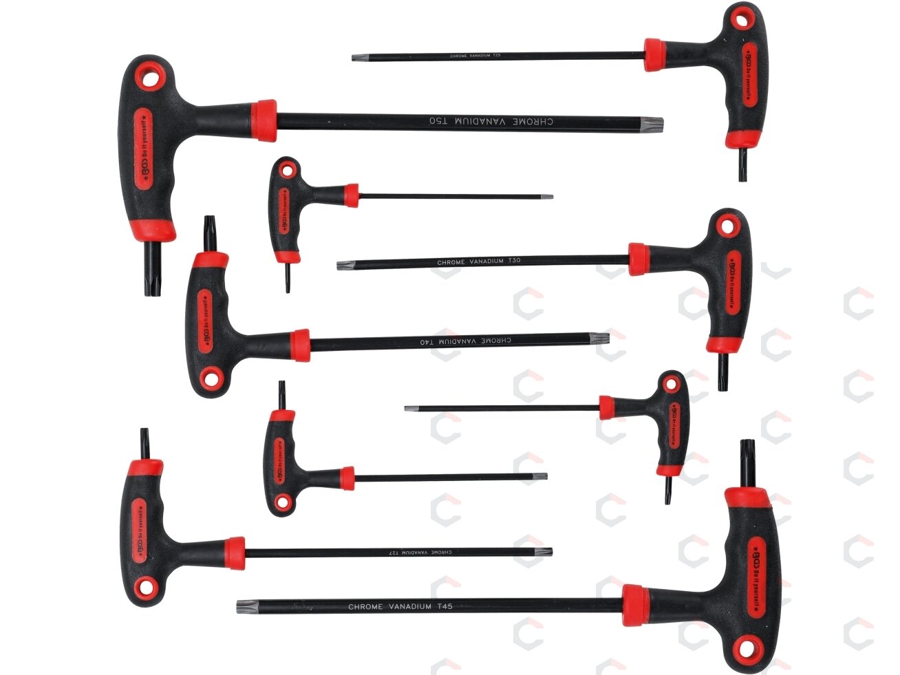T-rankenėlių atsuktuvų rinkinys | T-Star su skyle (Torx) | T10-T50 | 9 vnt. (7880) 2 T-rankenėlių atsuktuvų rinkinys | T-Star su skyle (Torx) | T10-T50 | 9 vnt. (7880) 2