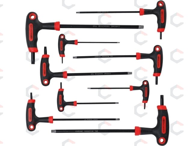 T-rankenėlių atsuktuvų rinkinys | T-Star su skyle (Torx) | T10-T50 | 9 vnt. (7880) 2 T-rankenėlių atsuktuvų rinkinys | T-Star su skyle (Torx) | T10-T50 | 9 vnt. (7880) 2