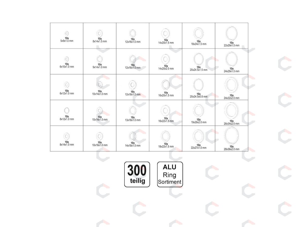 Tarpinių asortimentas | aliuminės | 300 vnt. (SK01005) 2 Tarpinių asortimentas | aliuminės | 300 vnt. (SK01005) 2