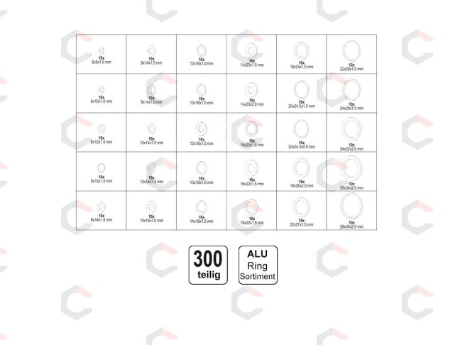 Tarpinių asortimentas | aliuminės | 300 vnt. (SK01005) 2 Tarpinių asortimentas | aliuminės | 300 vnt. (SK01005) 2