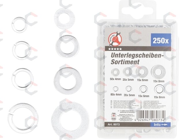 Tarpinių asortimentas | Ø 4 - 8 mm | 250 vnt. (8073) 2 Tarpinių asortimentas | Ø 4 - 8 mm | 250 vnt. (8073) 2