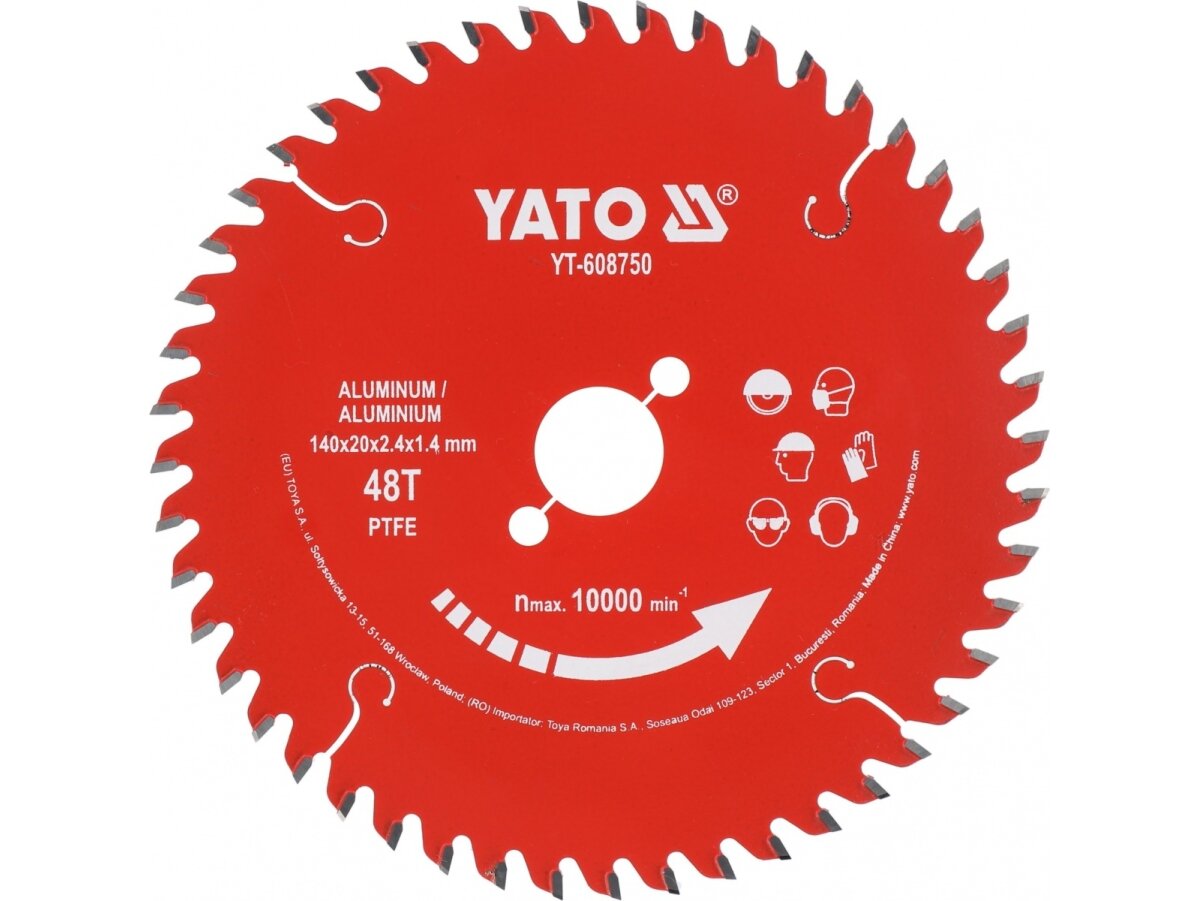 Pjovimo diskas aliuminiui YATO TCT | PTFE | 165 × 20 mm | 48 dantys (YT-608751) 1 Pjovimo diskas aliuminiui YATO TCT | PTFE | 165 × 20 mm | 48 dantys (YT-608751) 1