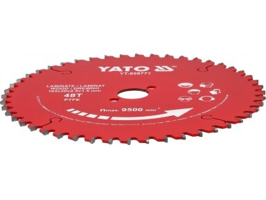 TCT pjovimo diskas laminatui su PTFE danga, 165 × 20 mm, 48 dantų YATO (YT-608771)