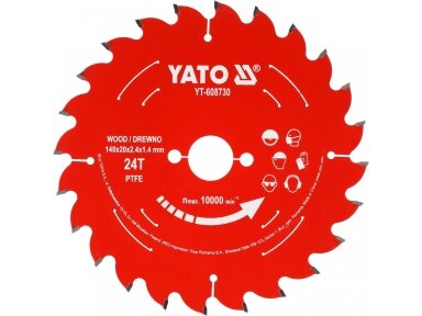 Pjovimo diskas medienai YATO TCT | PTFE | 165 × 20 mm | 48 dantys (YT-608733) Pjovimo diskas medienai YATO TCT | PTFE | 165 × 20 mm | 48 dantys (YT-608733)