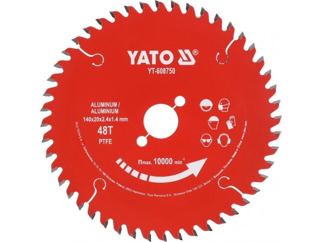 Pjovimo diskas aliuminiui YATO TCT | PTFE | 165 × 20 mm | 48 dantys (YT-608751) 1 Pjovimo diskas aliuminiui YATO TCT | PTFE | 165 × 20 mm | 48 dantys (YT-608751) 1