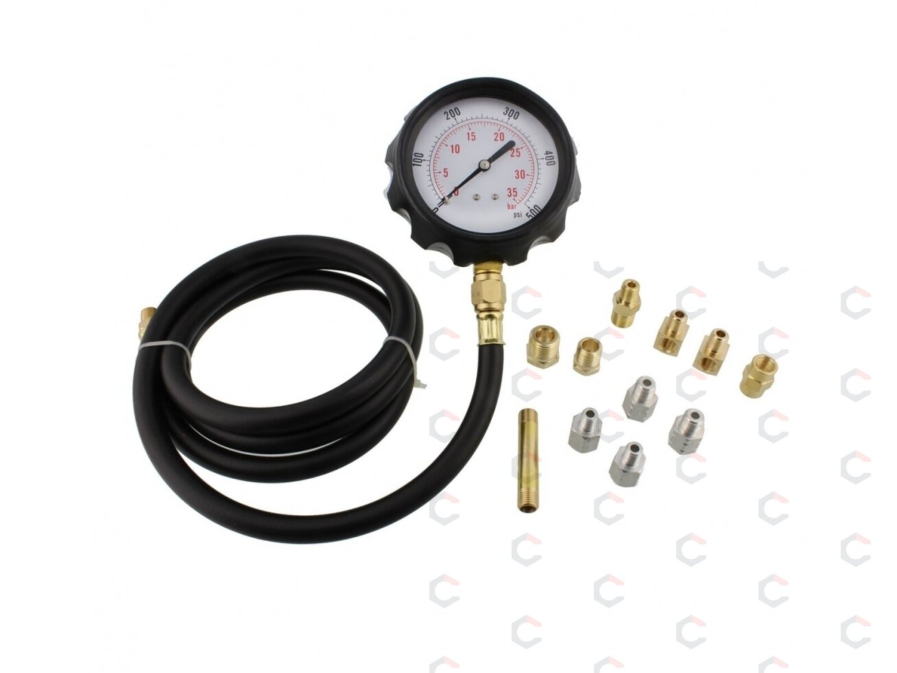 Tepalo slėgio matuoklis su antgaliais | 0–35 bar (0–500 PSI) | ilga žarna (57675V) 3 Tepalo slėgio matuoklis su antgaliais | 0–35 bar (0–500 PSI) | ilga žarna (57675V) 3