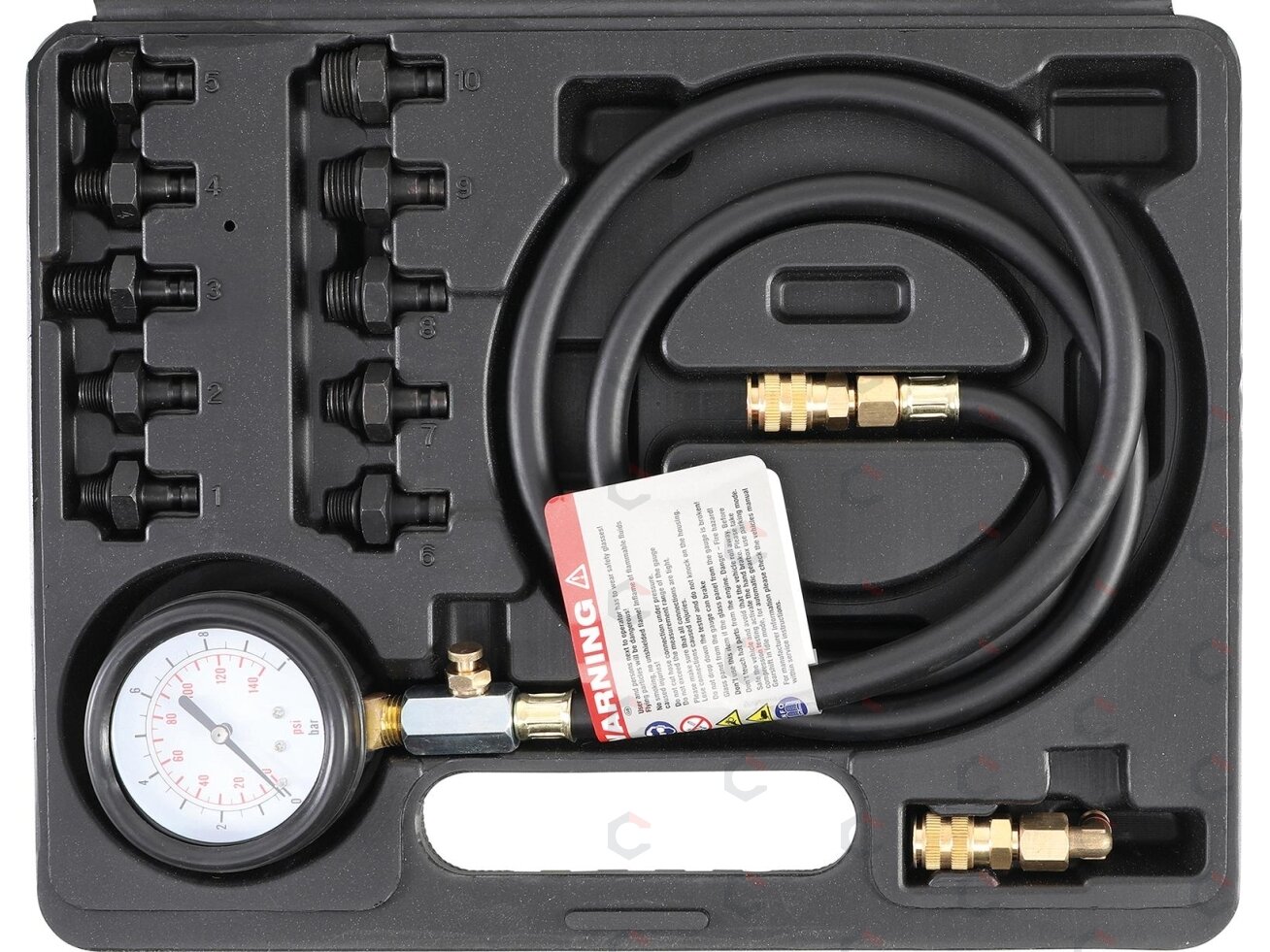 Tepalo slėgio/spaudimo matuoklis su ilga žarna ir adapteriais (98007) 8 Tepalo slėgio/spaudimo matuoklis su ilga žarna ir adapteriais (98007) 8