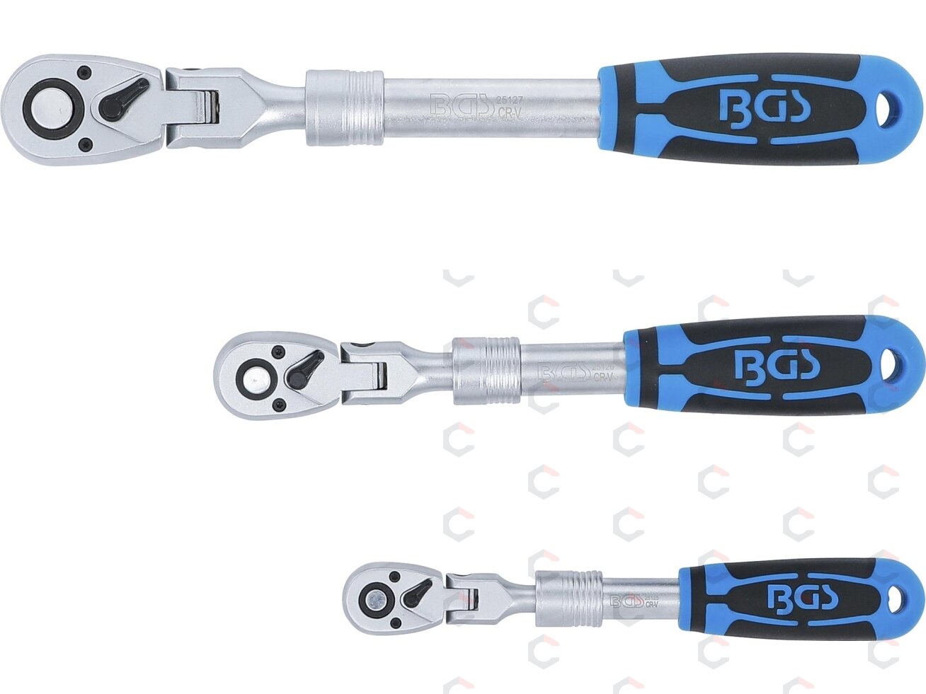 Terkšlių rinkinys | ištraukiamos šarnyrinės | 6,3 mm (1/4") / 10 mm (3/8") / 12,5 mm (1/2") | 3 vnt. (25128) 1