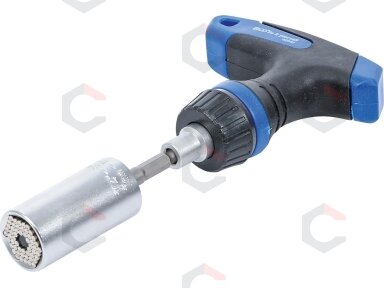 Terkšlinė rankena su daugiafunkcine galvute | 10 mm (3/8") | 7 - 19 mm | 3 vnt. (92540)