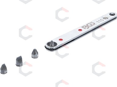 Terkšlinis atsuktuvas | itin plonas | 6.3 mm (1/4") su 4 specialiais antgaliais (115)