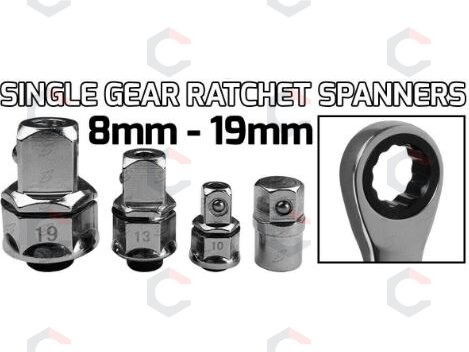 Terkšlinių dvipusių raktų rinkinys | su adapteriais | ilgas tipas | 8 - 19 mm | 14 vnt. (SK5004) 4 Terkšlinių dvipusių raktų rinkinys | su adapteriais | ilgas tipas | 8 - 19 mm | 14 vnt. (SK5004) 4
