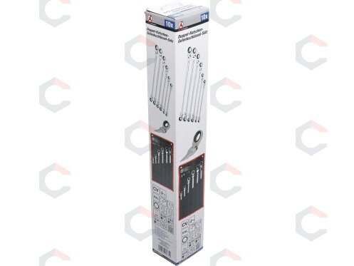 Terkšliniai dvipusiai ilgi raktai | šarnyriniai | su adapteriais | 8x9 - 17x19 mm | 10 vnt. (91541) 4 Terkšliniai dvipusiai ilgi raktai | šarnyriniai | su adapteriais | 8x9 - 17x19 mm | 10 vnt. (91541) 4