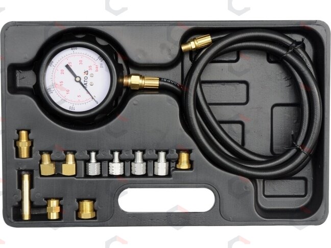 Tepalo slėgio matuoklis | su adapteriais | 0-500 PSI/0-35 Bar | 12 vnt. (YT-73030) 1 Tepalo slėgio matuoklis | su adapteriais | 0-500 PSI/0-35 Bar | 12 vnt. (YT-73030) 1