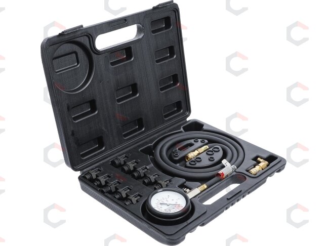 Tepalo slėgio/spaudimo matuoklis su ilga žarna ir adapteriais (98007) 2