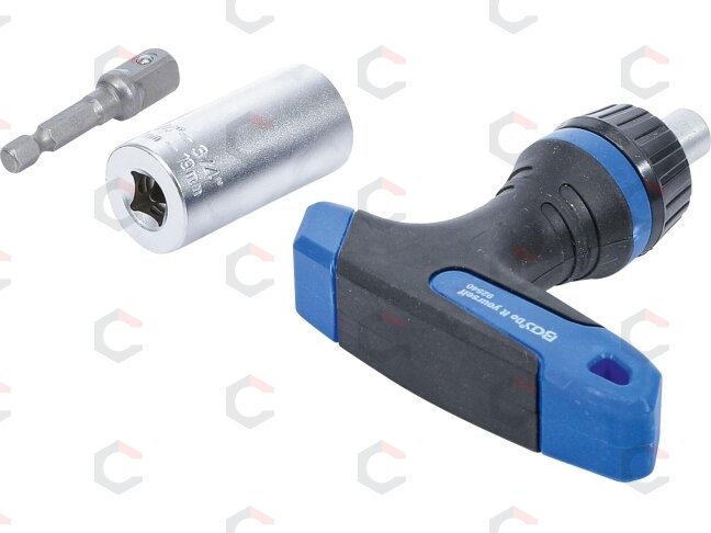 Terkšlinė rankena su daugiafunkcine galvute | 10 mm (3/8") | 7 - 19 mm | 3 vnt. (92540) 1 Terkšlinė rankena su daugiafunkcine galvute | 10 mm (3/8") | 7 - 19 mm | 3 vnt. (92540) 1