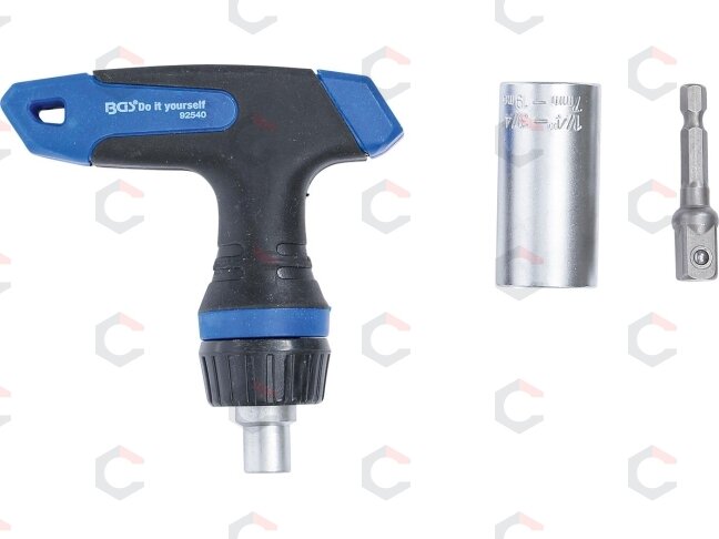Terkšlinė rankena su daugiafunkcine galvute | 10 mm (3/8") | 7 - 19 mm | 3 vnt. (92540) 2 Terkšlinė rankena su daugiafunkcine galvute | 10 mm (3/8") | 7 - 19 mm | 3 vnt. (92540) 2