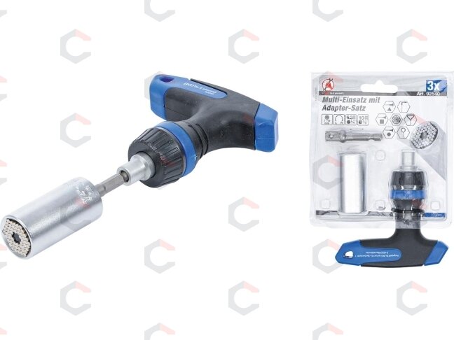Terkšlinė rankena su daugiafunkcine galvute | 10 mm (3/8") | 7 - 19 mm | 3 vnt. (92540) 4 Terkšlinė rankena su daugiafunkcine galvute | 10 mm (3/8") | 7 - 19 mm | 3 vnt. (92540) 4