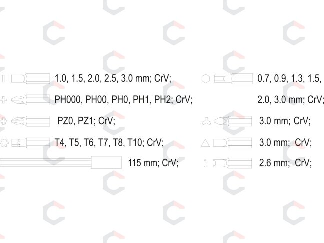 Terkšlinis atsuktuvas su pincetu ir preciziniais antgaliais | 31 vnt. (65025) 3 Terkšlinis atsuktuvas su pincetu ir preciziniais antgaliais | 31 vnt. (65025) 3