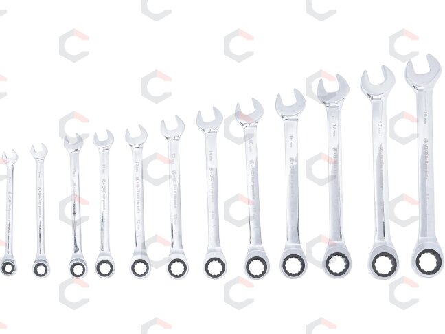 Terkšlinių raktų rinkinys | 8-19 mm | 12 vnt. (30001) 3 Terkšlinių raktų rinkinys | 8-19 mm | 12 vnt. (30001) 3