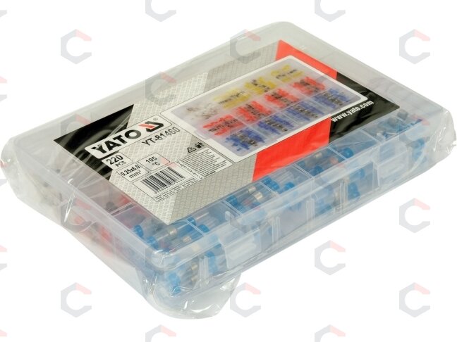Termo gilzių / movų rinkinys | su alavu | 0,25-6 mm | 220 vnt. (YT-81460) 2 Termo gilzių / movų rinkinys | su alavu | 0,25-6 mm | 220 vnt. (YT-81460) 2