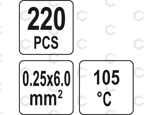 Termo gilzių / movų rinkinys | su alavu | 0,25-6 mm | 220 vnt. (YT-81460) 3 Termo gilzių / movų rinkinys | su alavu | 0,25-6 mm | 220 vnt. (YT-81460) 3