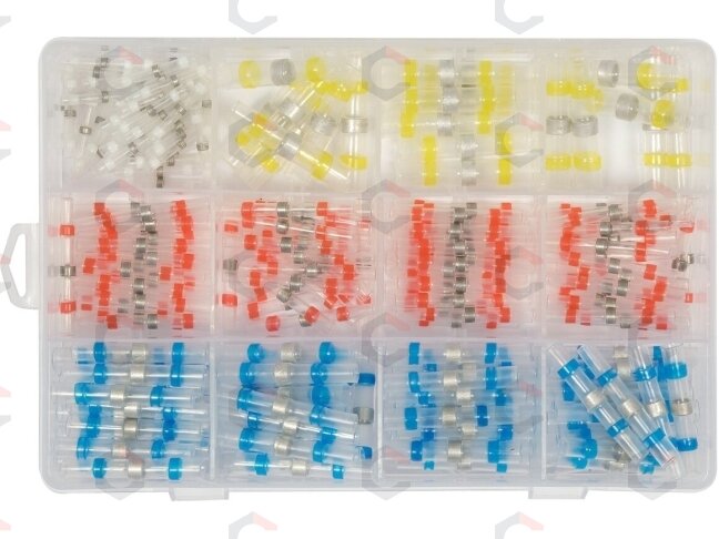 Termo gilzių / movų rinkinys | su alavu | 0,25-6 mm | 220 vnt. (YT-81460) 1 Termo gilzių / movų rinkinys | su alavu | 0,25-6 mm | 220 vnt. (YT-81460) 1
