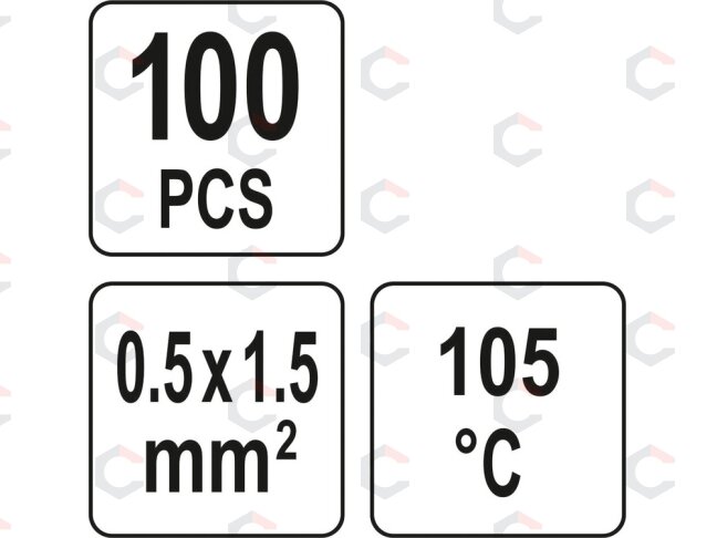 Termo gilzių / movų rinkinys | su alavu | 0,5-1,5 mm2 | 100 vnt. (YT-81452) 4 Termo gilzių / movų rinkinys | su alavu | 0,5-1,5 mm2 | 100 vnt. (YT-81452) 4
