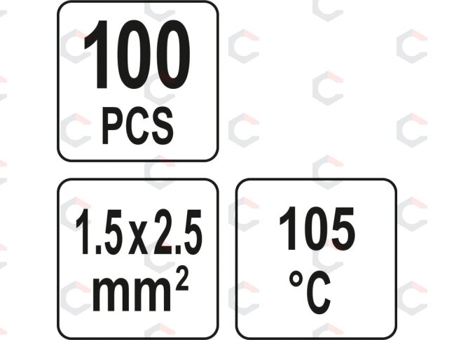 Termo gilzių / movų rinkinys | su alavu | 1,5-2,5 mm2 | 100 vnt. (YT-81453) 4 Termo gilzių / movų rinkinys | su alavu | 1,5-2,5 mm2 | 100 vnt. (YT-81453) 4