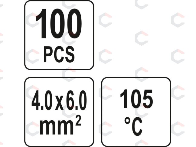 Termo gilzių / movų rinkinys | su alavu | 4-6 mm2 | 100 vnt. (YT-81454) 4 Termo gilzių / movų rinkinys | su alavu | 4-6 mm2 | 100 vnt. (YT-81454) 4