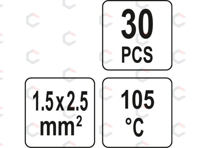Termo gilzių / movų rinkinys | su alavu | 4.5 mm | 30 vnt. (YT-81442) 3 Termo gilzių / movų rinkinys | su alavu | 4.5 mm | 30 vnt. (YT-81442) 3