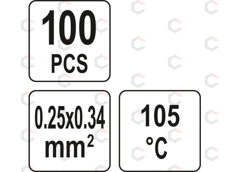 Termo gilzių / movų rinkinys | su alavu | 0,25-0,34 mm2 | 100 vnt. (YT-81451) 4 Termo gilzių / movų rinkinys | su alavu | 0,25-0,34 mm2 | 100 vnt. (YT-81451) 4