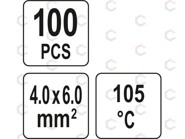 Termo gilzių / movų rinkinys | su alavu | 4-6 mm2 | 100 vnt. (YT-81454) 4 Termo gilzių / movų rinkinys | su alavu | 4-6 mm2 | 100 vnt. (YT-81454) 4