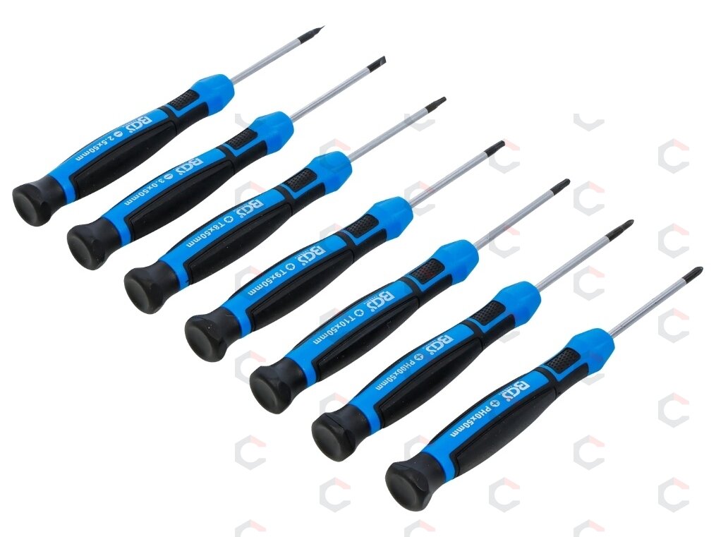 Tiksliųjų atsuktuvų rinkinys | PH00 - PH0 / slot SL 2.5 - 3.0 mm / T8 - T9 - T10 | 7 vnt (4881) 2