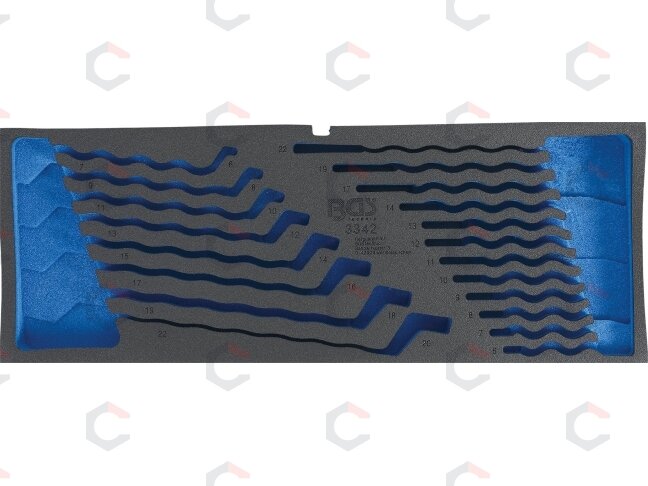 Tuščias padėklas kilpiniams ir kombinuotiems raktams 20 vnt. iš BGS 3312 (3342-1) Tuščias padėklas kilpiniams ir kombinuotiems raktams 20 vnt. iš BGS 3312 (3342-1)