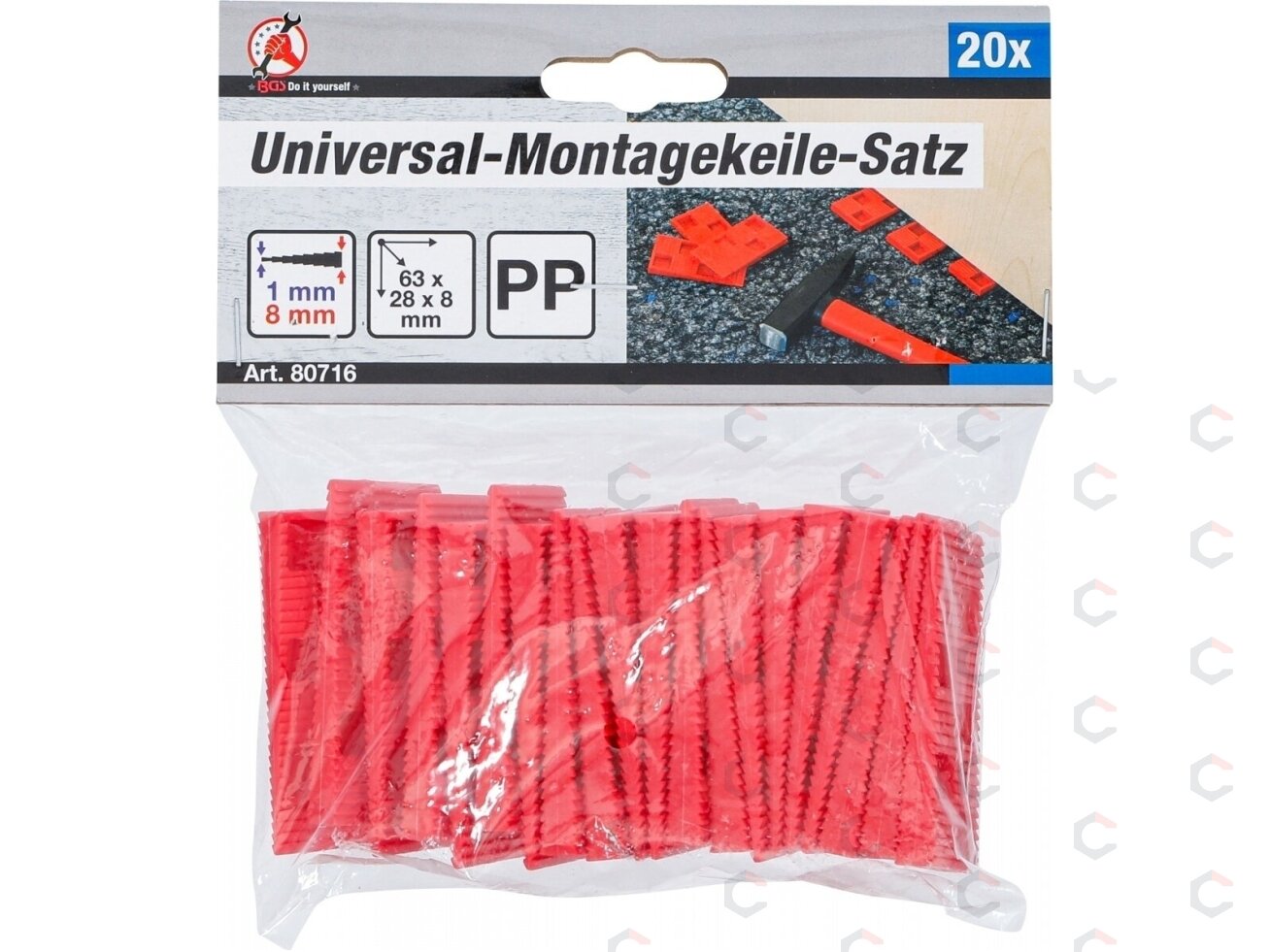 Universalaus montavimo pleištų rinkinys | Plastikas | 20 vnt. (80716) 2 Universalaus montavimo pleištų rinkinys | Plastikas | 20 vnt. (80716) 2