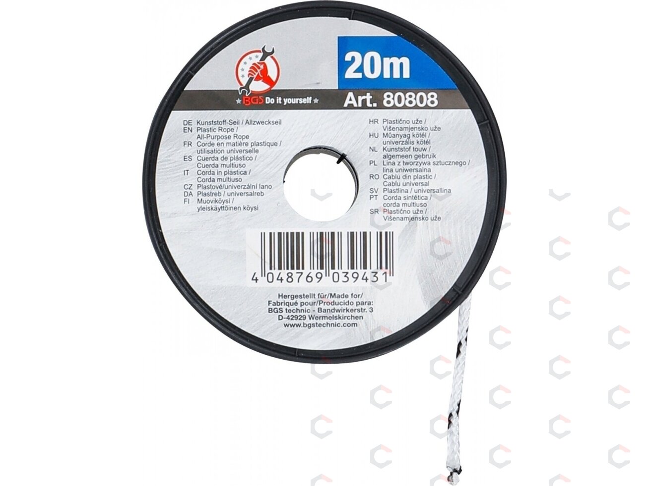Universali virvė | 3 mm x 20 m | juoda / balta (80808) 2 Universali virvė | 3 mm x 20 m | juoda / balta (80808) 2