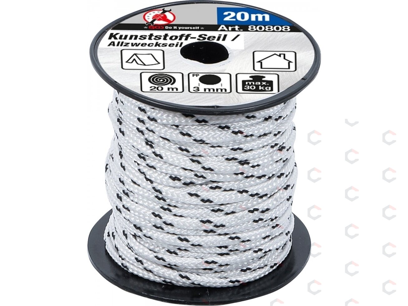 Universali virvė | 3 mm x 20 m | juoda / balta (80808) 3 Universali virvė | 3 mm x 20 m | juoda / balta (80808) 3
