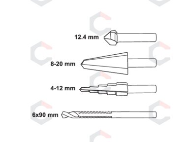 Universalių HSS grąžtų rinkinys | plienui, aliuminiui ir PVC | 4 vnt. (22640) Universalių HSS grąžtų rinkinys | plienui, aliuminiui ir PVC | 4 vnt. (22640)