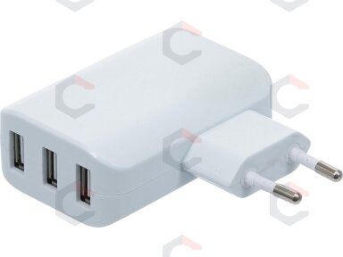 Universalus USB įkroviklis | 3 USB lizdai | maks. 3,4 Iš viso maks. 2,4 A / USB | 110 - 240V (3377) Universalus USB įkroviklis | 3 USB lizdai | maks. 3,4 Iš viso maks. 2,4 A / USB | 110 - 240V (3377)