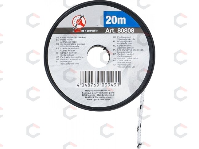 Universali virvė | 3 mm x 20 m | juoda / balta (80808) 2 Universali virvė | 3 mm x 20 m | juoda / balta (80808) 2