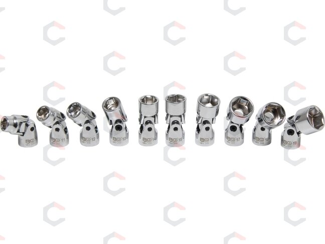 Universalus galvučių komplektas šarnyrinis, šešiakampis | 10 mm (3/8") | 10 - 19 mm | 10 vnt. (205) 4 Universalus galvučių komplektas šarnyrinis, šešiakampis | 10 mm (3/8") | 10 - 19 mm | 10 vnt. (205) 4
