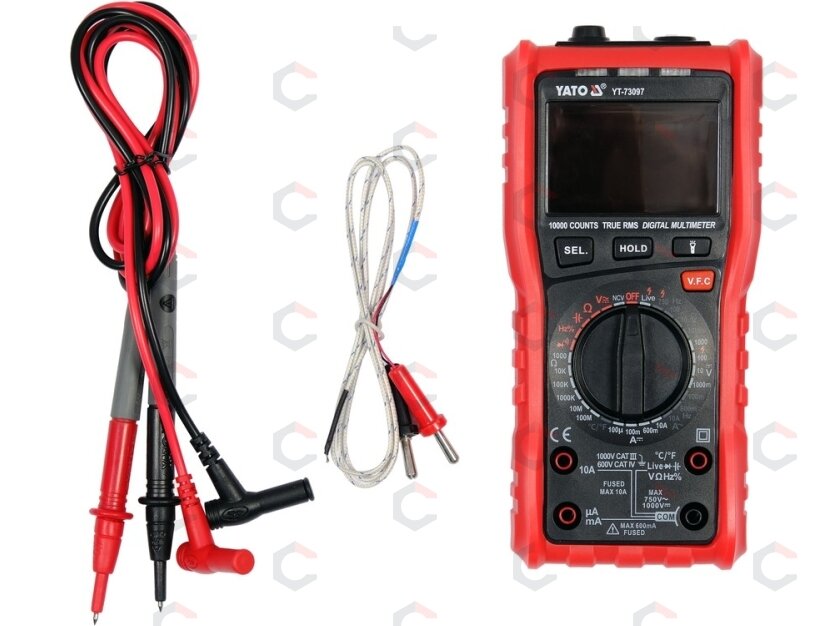 Universalus matuoklis su TRUE RMS funkcija | automatinis ir rankinis matavimas | LCD 9999 (YT-73097)